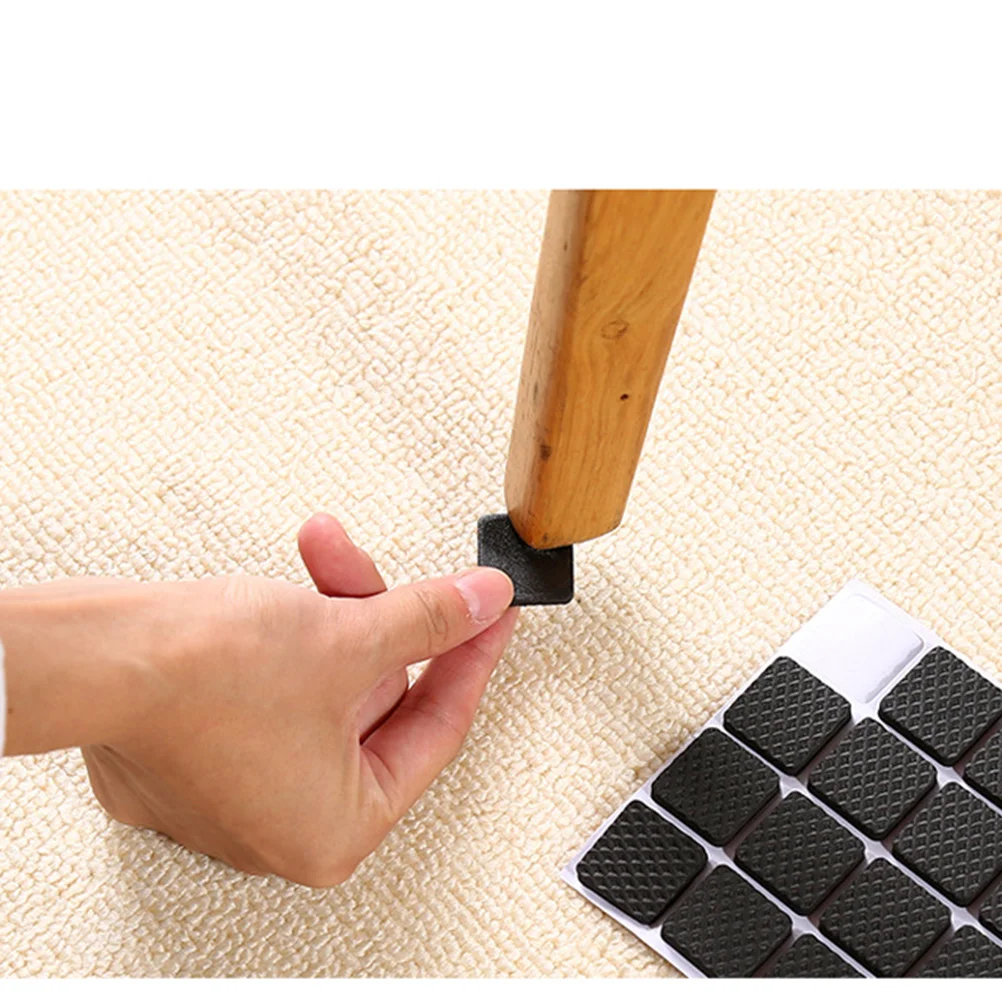 12pcs Table Mat Non-Slip Self-adhesive Pads Floor Silent Protectors Feet Cover for Furniture Table Chair 45x45cm (Square Black