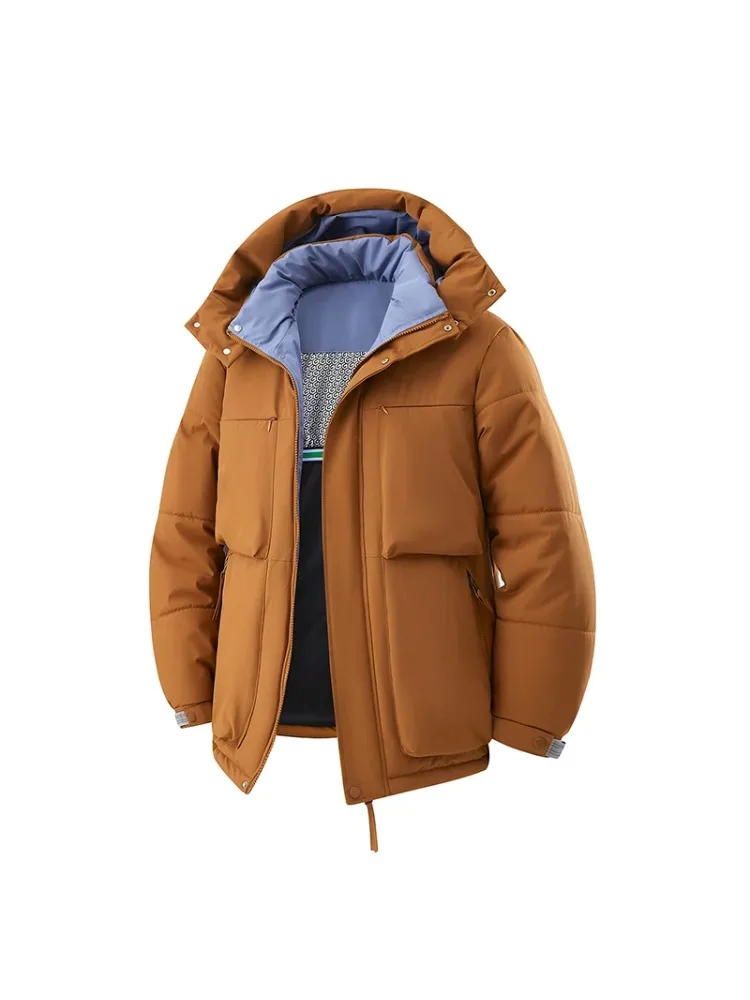 

Hooded Men Parkas Coats Winter Male Clothes Solid Color Fashion Thicken Cotton Jackets Comfortable Warm Zipper