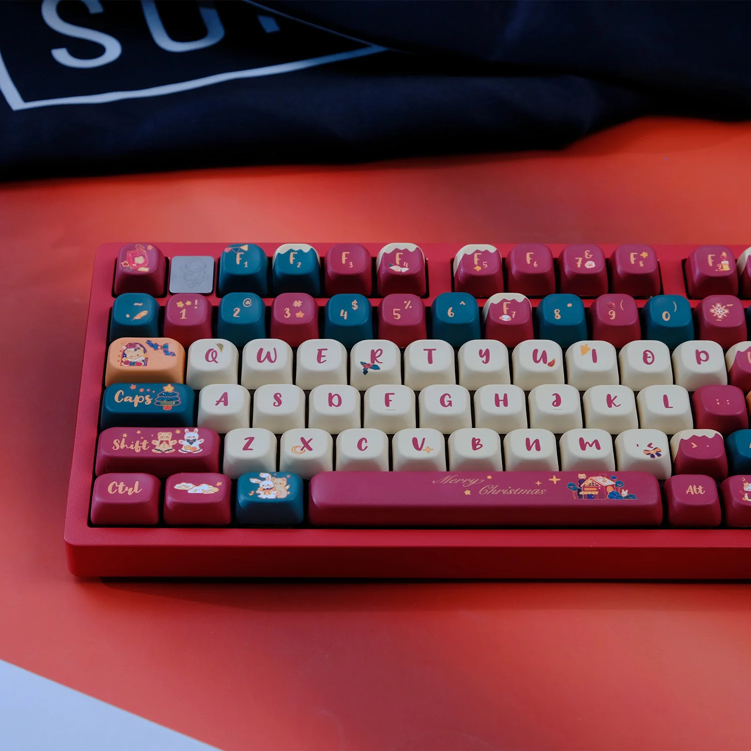 KYOMOT 142  Keys Cute Merry Christmas House Keycaps MOA Profile PBT Dye Sub Keycap For MX Switches DIY Mechanical Keyboard Gift