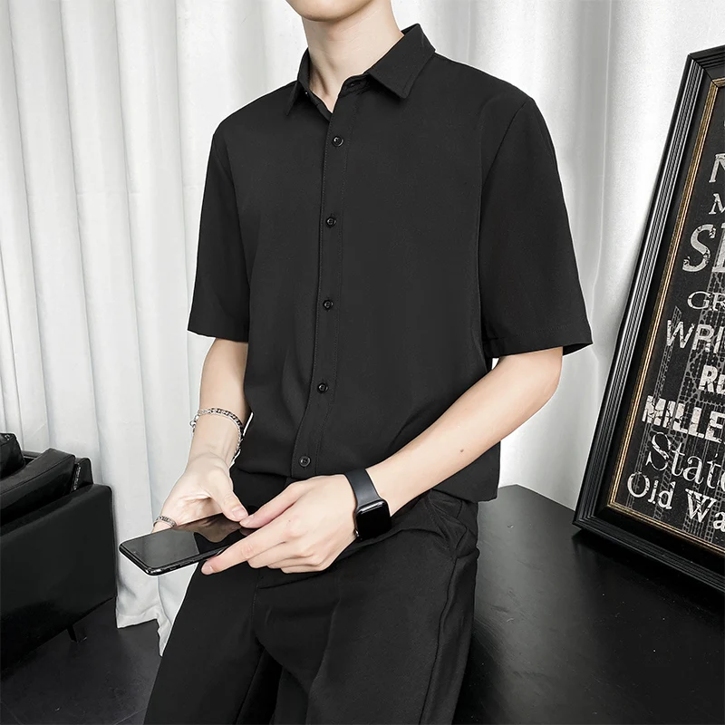 Black Short-sleeved Korean Thin Style Trendy Casual Hong Kong Style Summer Suit