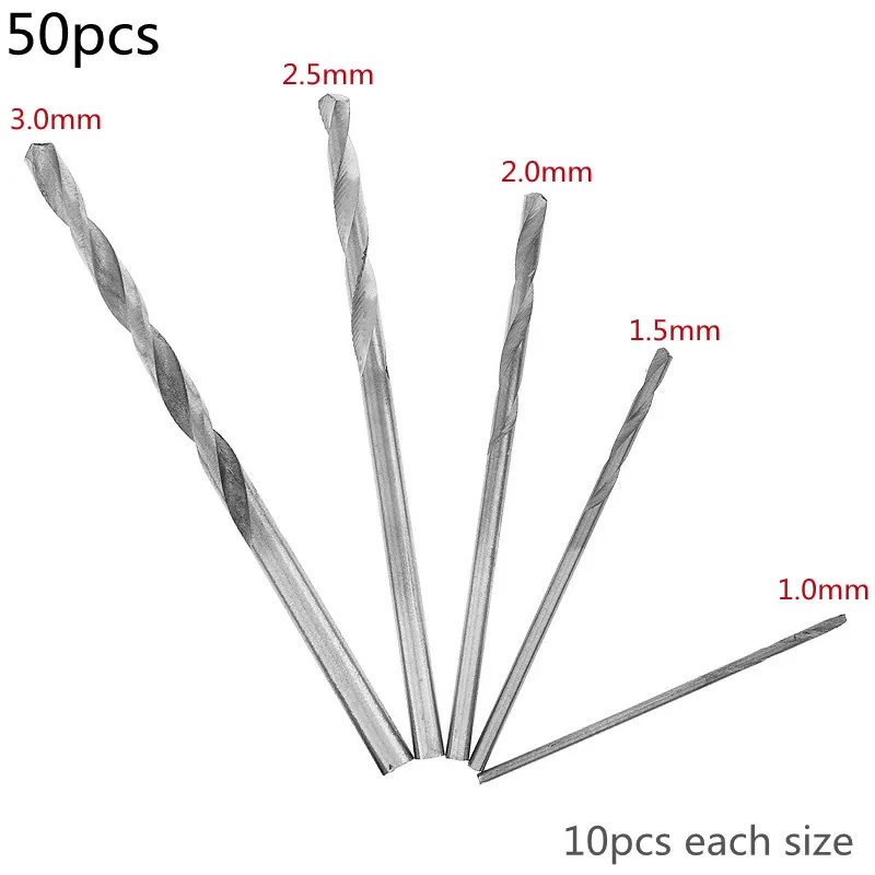 10/25/50Pcs HSS Twist Drill Bits 0.5mm-3mm High Speed Steel Metric Spiral Drill Bits Set Tools for Hole Punch DIY Woodworking