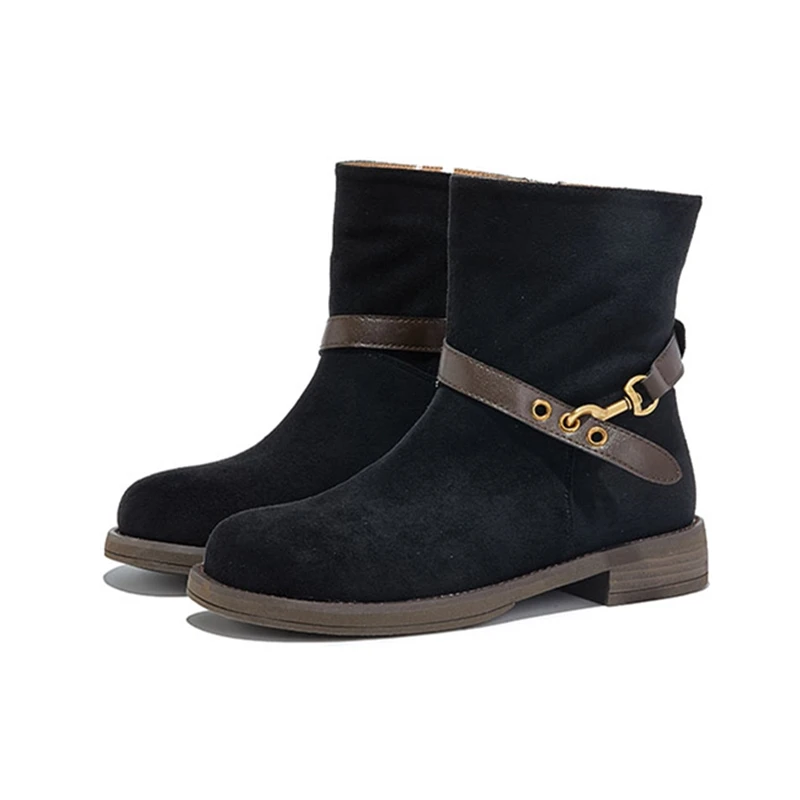 2025 New Women's Western Cowboy Boots Non-slip Round-Toe Maillard Women Boots Large Size  Ankle Boots and Short Boots female