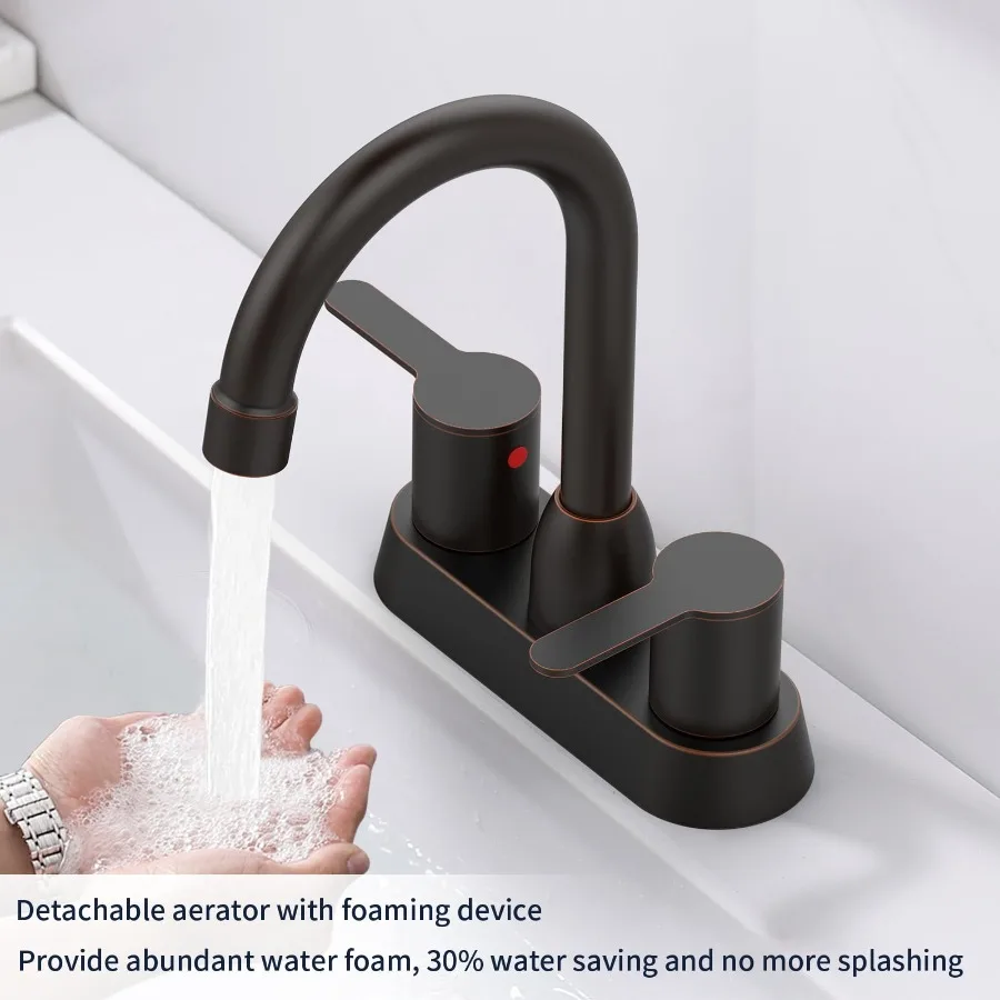 

2 Handles Bathroom Sink Faucet Oil Rubbed Bronze Centerset RV Bathroom Faucets for 2 3 Hole