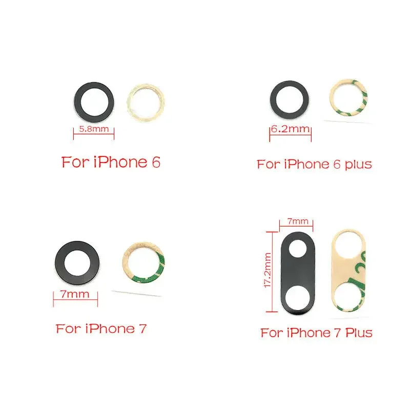 Camera 10 pcs Rear Back  Lens For iPhone 7 8 Plus X XS max XR 11 Pro 12 13Glass Cover with 3M Sticker Adhesive Replacement Parts