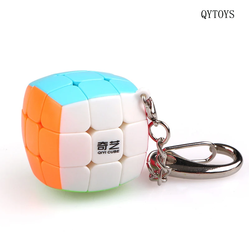 

QYTOYS 3cm Mini 3x3x3 speed Keychain magic Cube sticker less Twist puzzle Cube Toy Gift Smart Key Ring bag Decoration Cute