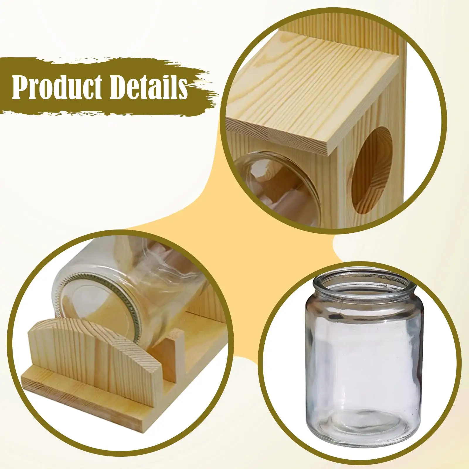 Weatherproof Wooden Squirrel House Feeder with Removable Jar Storage Station for Backyard Patio Garden