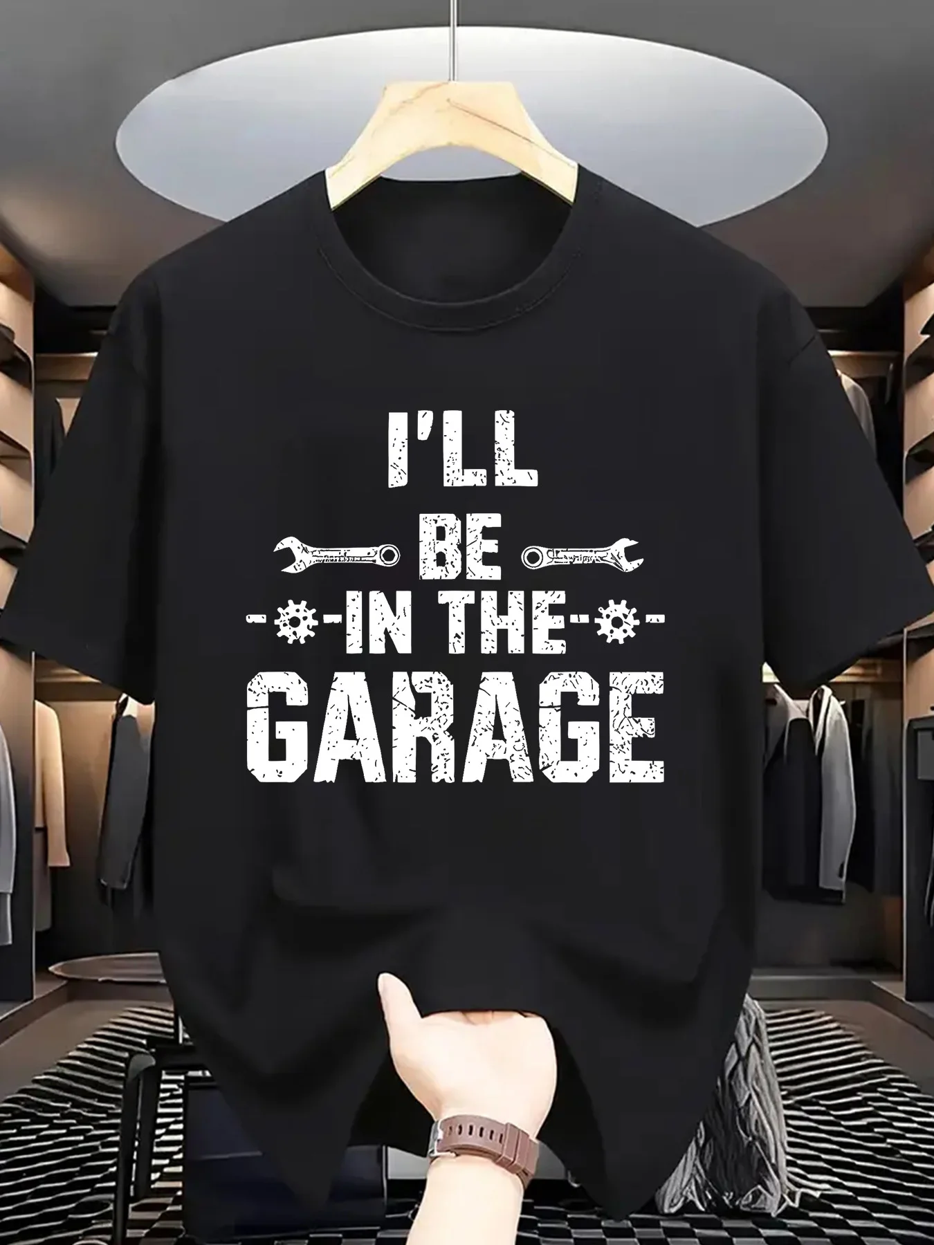 

Men's Casual "I'll Be in The Garage" Graphic T-Shirt Round Neck Summer Wear Tee Shirt for Unisex Streetwear Tops 2026 Pullovers