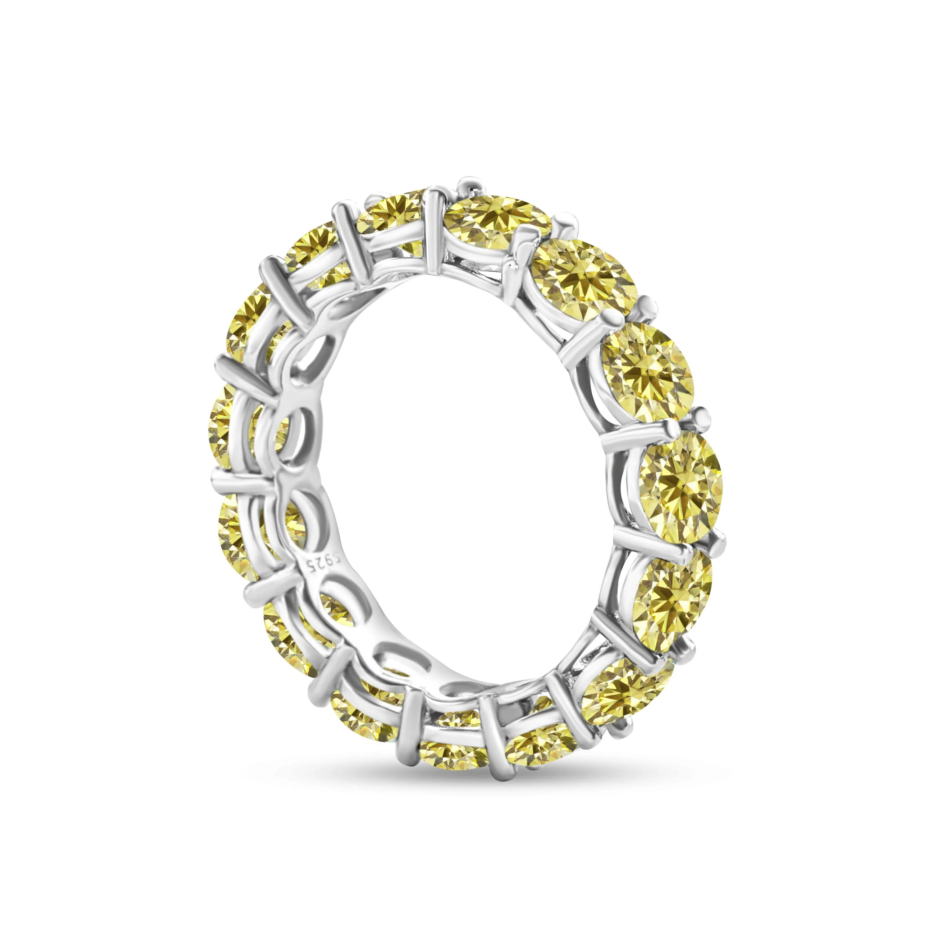 5 mm 7 Karat bunter Moissanit-Ring, 925er Silber vergoldet, mit Weißgold, Ehering, Ewigkeitsband, Verlobungsringe für Frauen – Detail 5
