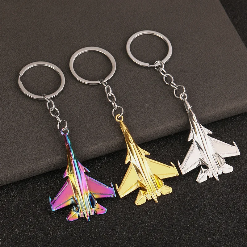 Fashion metal car keyring simulation small aircraft keychain men\'s and women\'s backpacks ornament Gifts