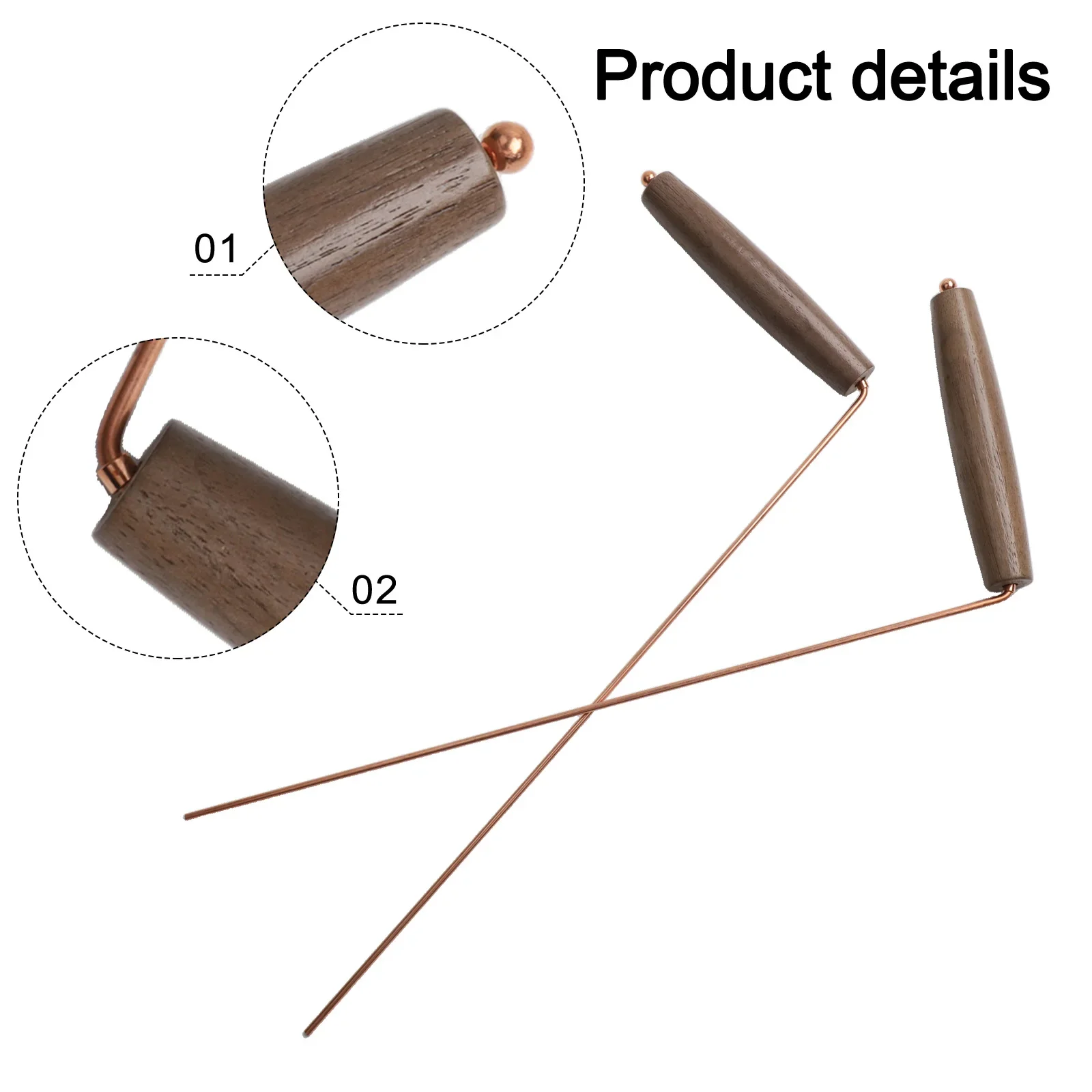 1pair 99.9% Copper Dowsing Rods Set Metal Detector With Wooden Handles For Dragon Seeking Water Treasure Finding Tools