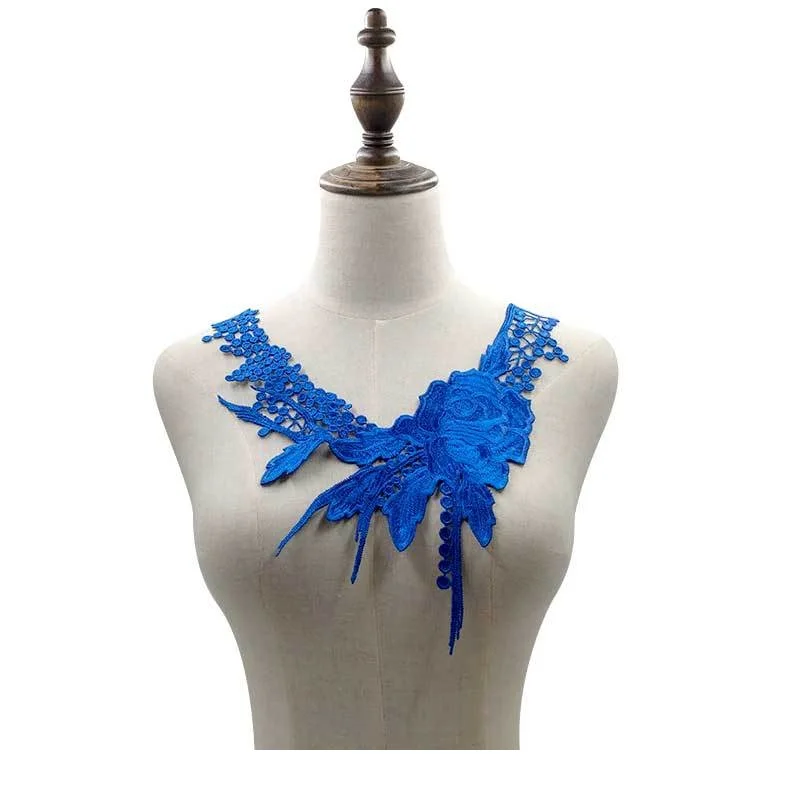 Collier dentelle soluble dans l'eau, fleur polyester soie faux col creux corsage bricolage vêtements accessoires 1 pièce