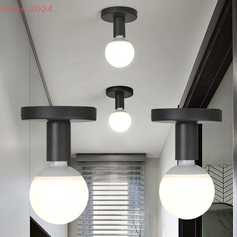 

1 Set Ceiling Lamp Wall Lamp Holder Modern Nordic Retro Iron Lamp Decor For Living Room Bedroom Bathroom E27 Lamp Base