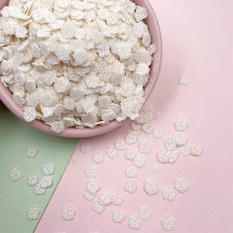 50g Cute Rose Flower Polymer Clay Slices Fake Sprinkles for Slime Filling DIY Nail Art Decoration Shaker Accessories Crafts