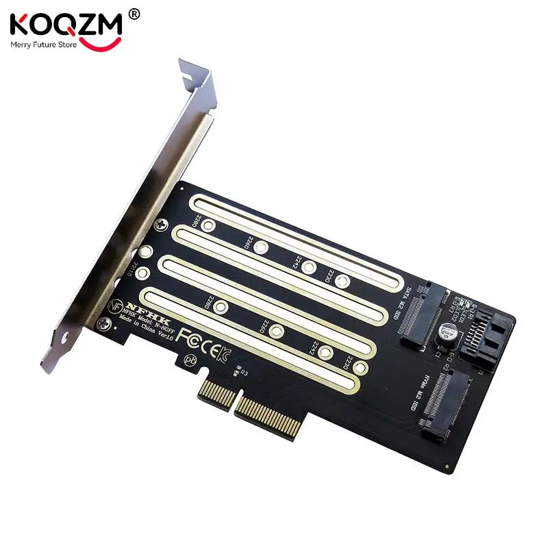 1pc NVMe M.2 SSD To PCIe 3.0 4.0 x4, SATA M.2 SSD To SATA dual-purpose Adapter With Bracket