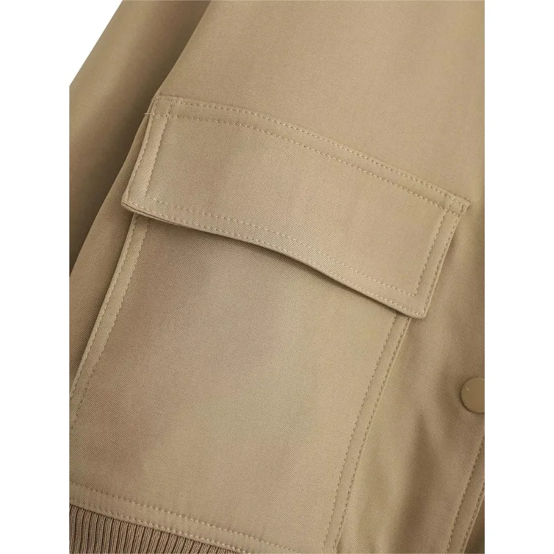 Willshela Women Fashion Solid Bomber Jackets Coat With Pockets V-Neck Single Breasted Long Sleeves Female Chic Lady Outfits