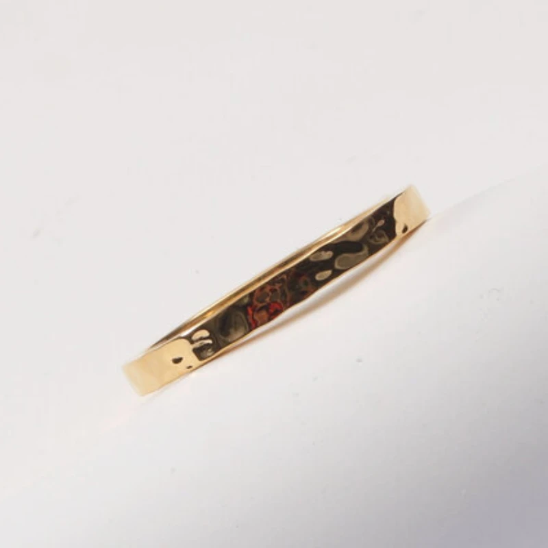 Hammer Pattern Gold Color Ring for Women Stainless Steel Ring Non Tarnish Waterproof Jewelry