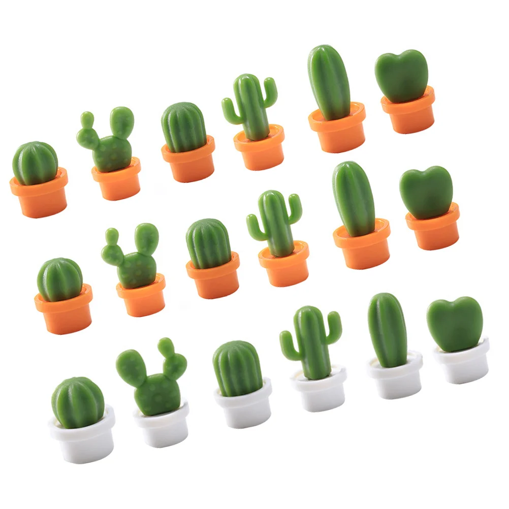 

18Pcs Simulated Cactus Magnets Functional Decorative Stickers for Fridge Whiteboard Locker Magnetic Note Pin Reliable Texture