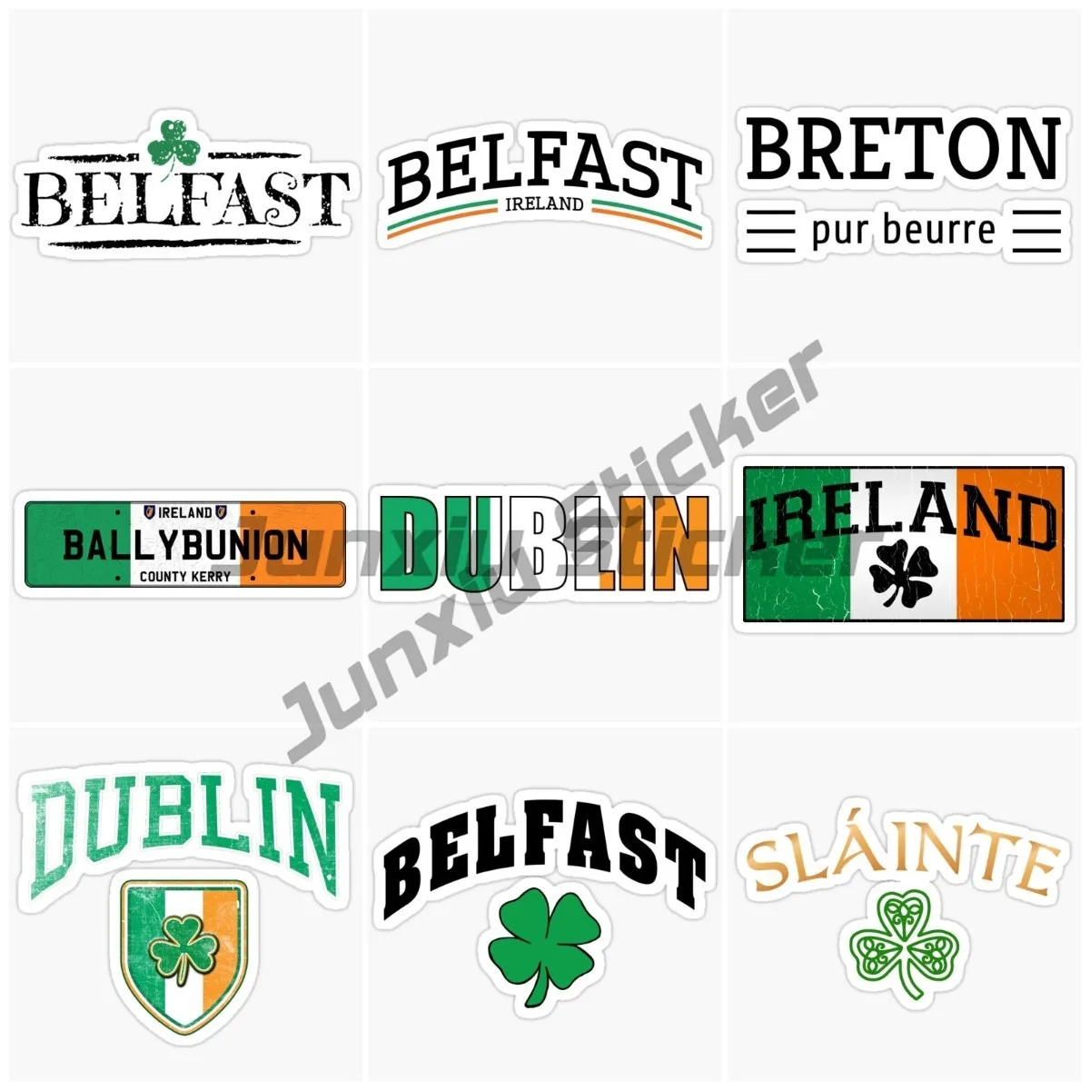 Ireland DUBLIN BELFAST letter Flag Decal Irish Coat of Arms Sticker Self Adhesive Vinyl Ireland IRL PVC Decor Car Assessoires