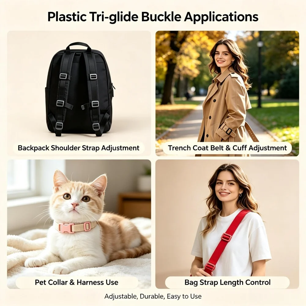 12–100 Stück/Packung, 5/8 Zoll, bunte Triglides-Einstellschnalle für Hundehalsband, Geschirr, Rucksackgurt, Gurtband, 15 mm – Detail 5
