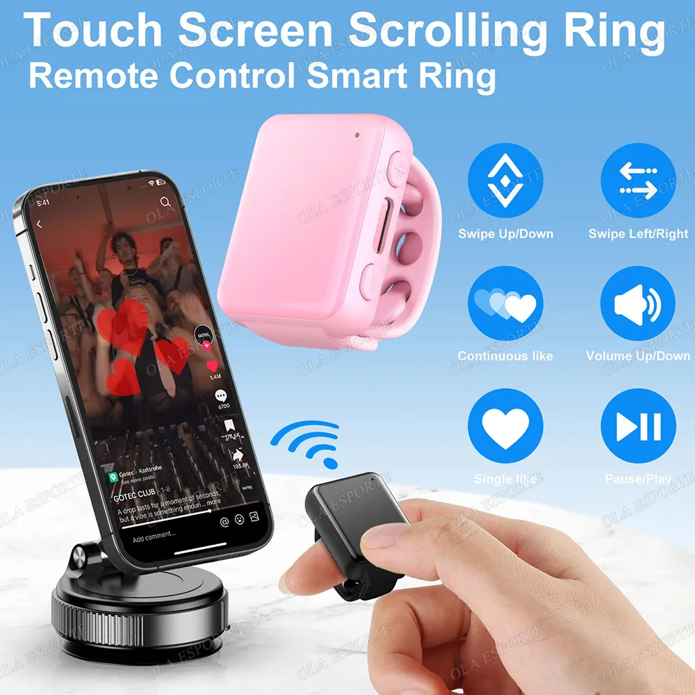 

Multifunctional Remote Control Smart Ring Video Recording Scrolling Ring Camera Shutter Selfie Touch Screen Page Turner Browsin