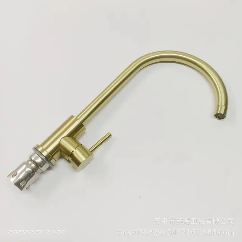 Rubinetto da cucina dorato Miscelatore per lavello caldo e freddo spazzolato in acciaio inossidabile 304 con bocca girevole per lavello da cucina