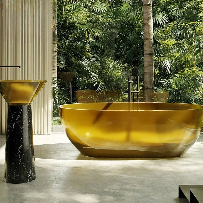 Design-Badewanne aus Edelstahl mit Fiberglas