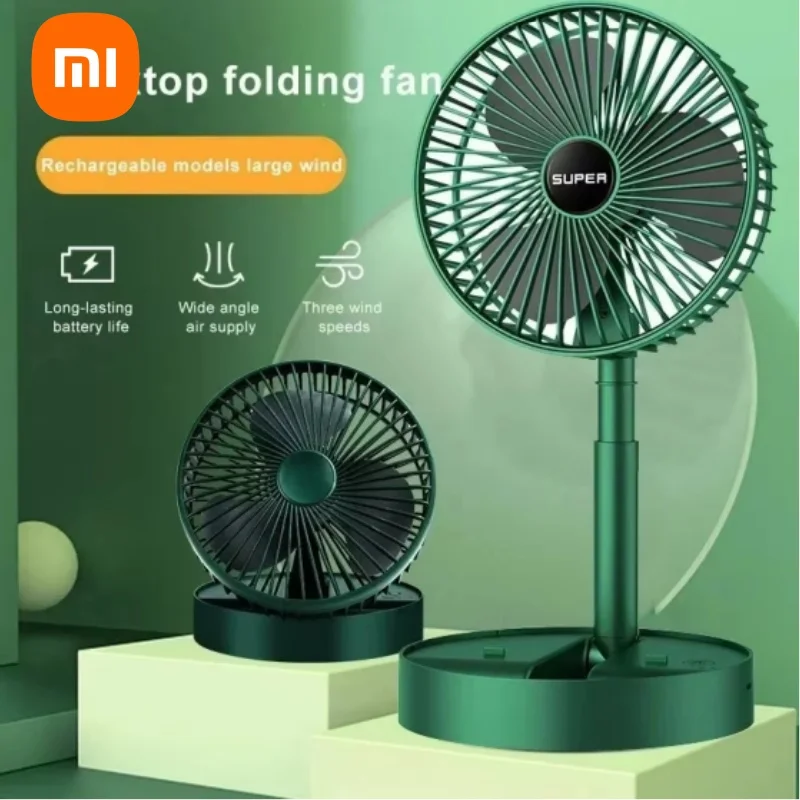 Xiaomi Desktop Foldable Retractable Small Fan Mini Portable Charging USB Home Low Noise High Duration Standby Mini Electric Fan