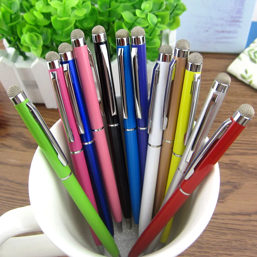 100pcs 2-in-1 Mini Metal Capacitive Touch Screen Stylus Pen with Ballpoint Pen for iPad iPhone Free Customizable Logo Name Gift