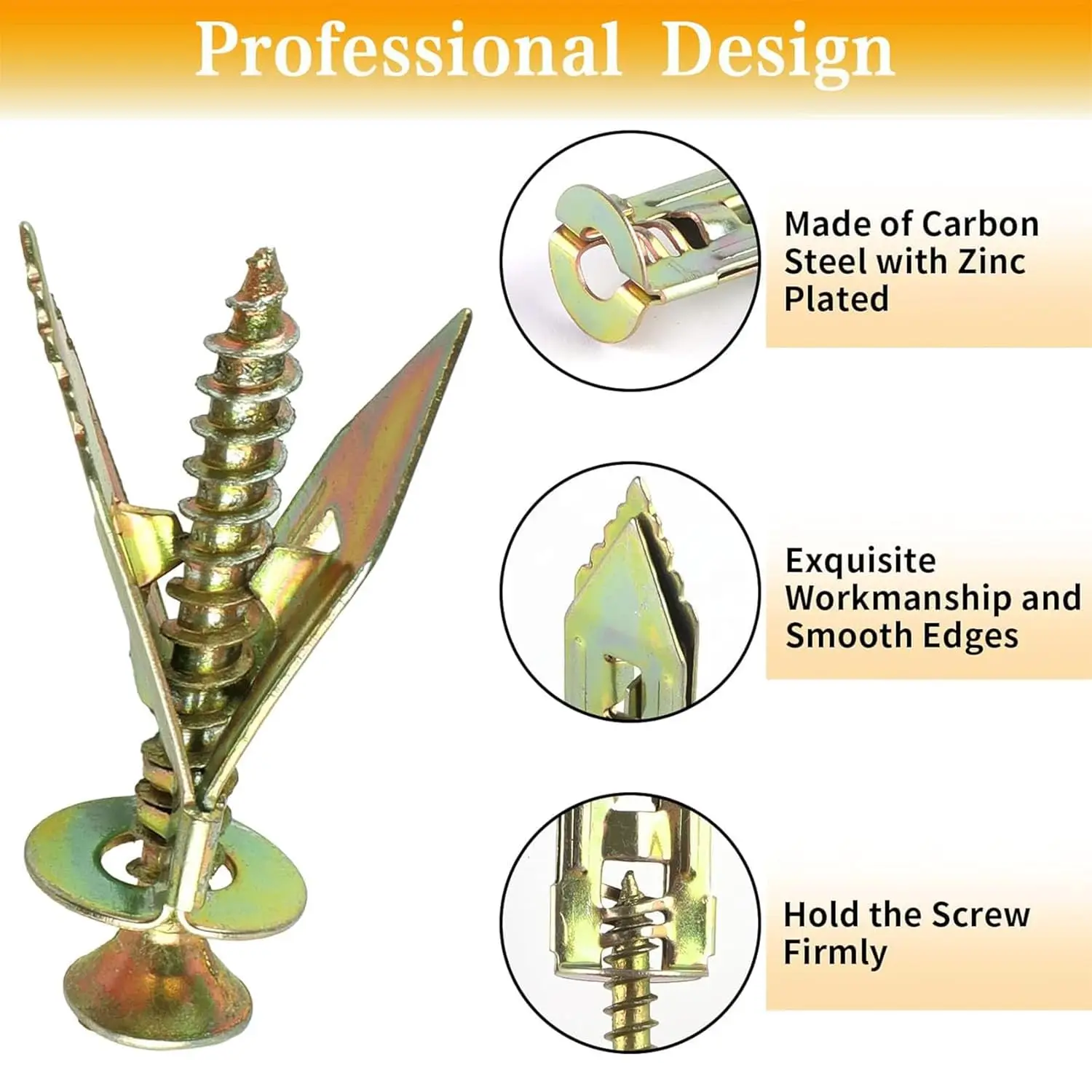 مراسي الحوائط الجافة ذاتية الحفر مع براغي شديدة التحمل، قفل مرساة ذاتي التنصت على الجبس، توسيع معدني