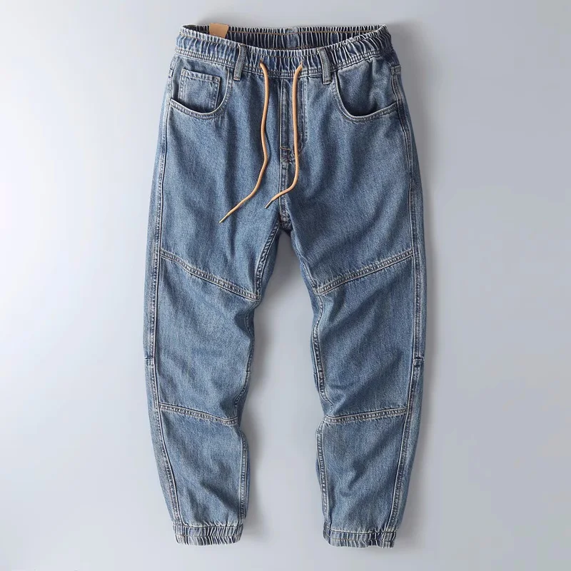 

Retro Style Men's Jeans, Autumn Loose Denim Pants, Fashion Outdoor Jogger Pants, Japan Style Causal Pants