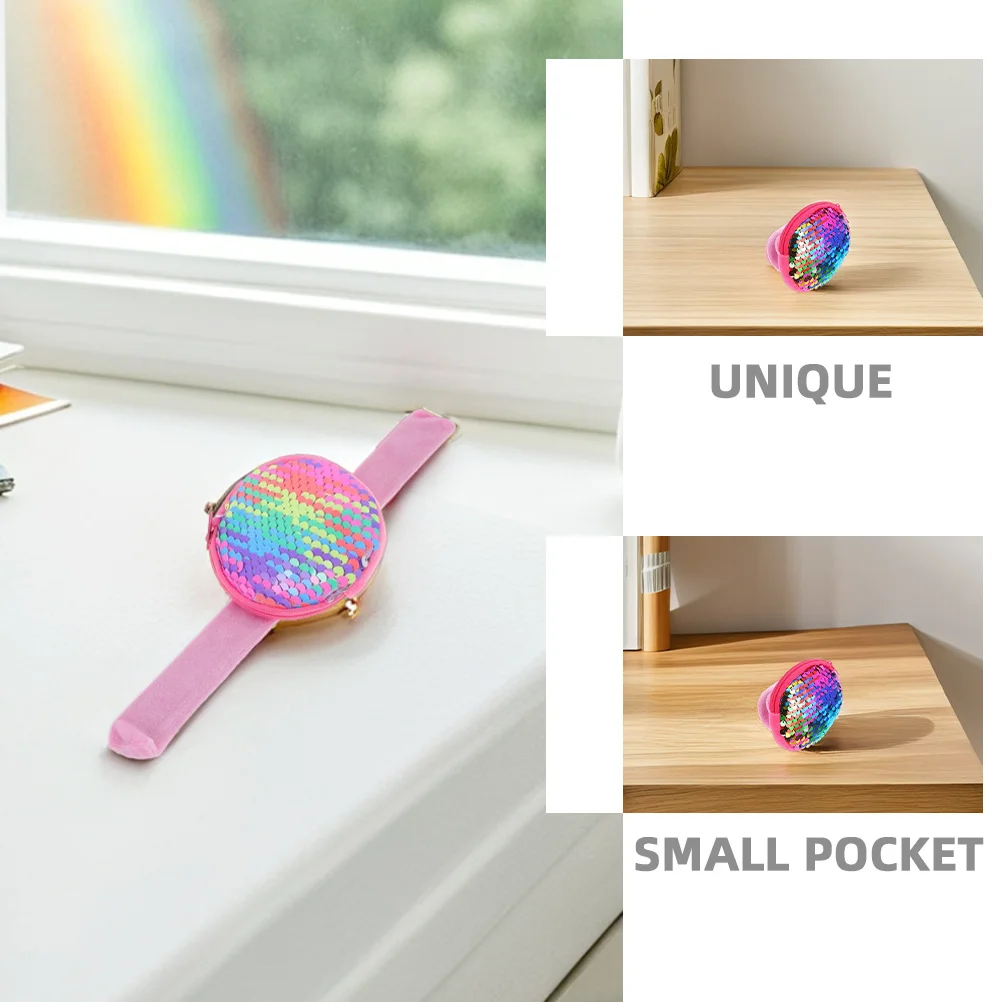 2Pcs Childrens Sequin Slap Bracelets Coin Purses Multifunctional Wristbands Easter Party Favors Assorted Colors