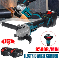 Drillpro 125mm Brushless Electric Angle Grinder with 1/2 Battery Adjustable Speed Polishing Power Tool for Makita 18V Battery