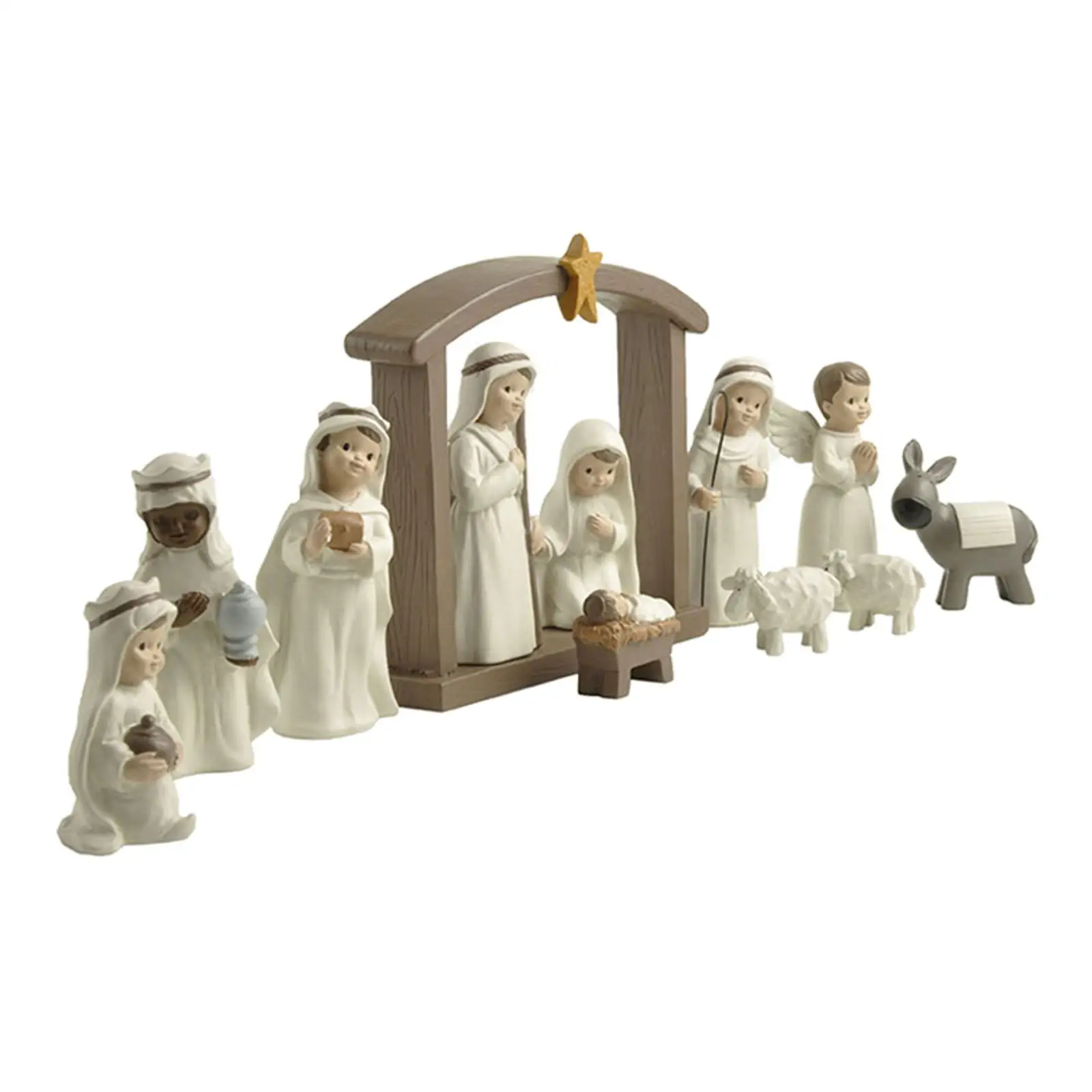 Christmas Nativity Scene Statue Figurines, Miniatures Home Chruch Decor, for Shelf, Living Room Bedroom Office Decoration