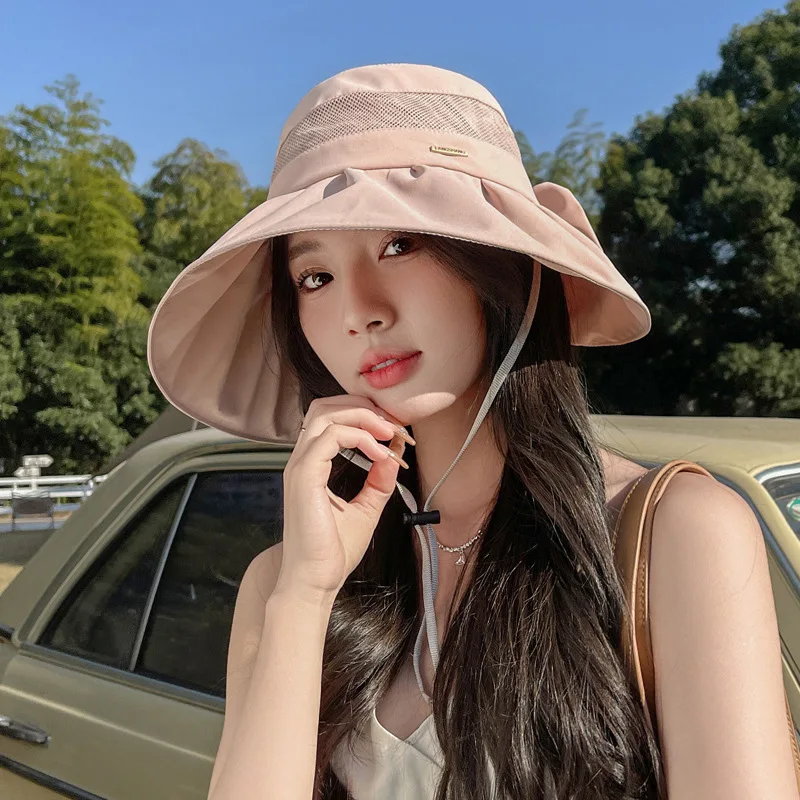 Summer Women Sunshade Bucket Hat Female Outdoor Beach UV Protection Breathable Empty Top Hats Lady Foldable Hollow Sun Cap