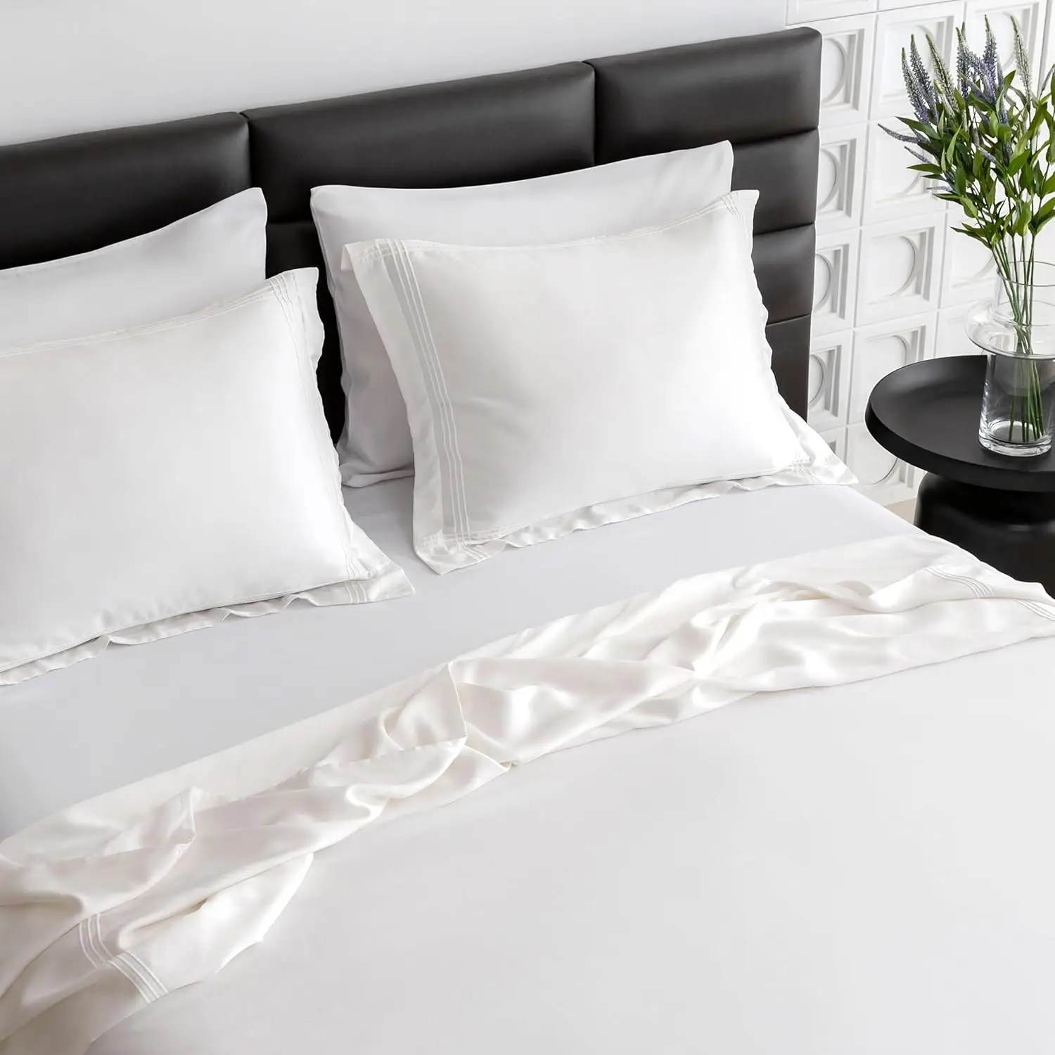 Simple&Opulence 100% Eucalyptus Lyocell Tencel Duvet Cover Set Cooling Breathable Soft Silky