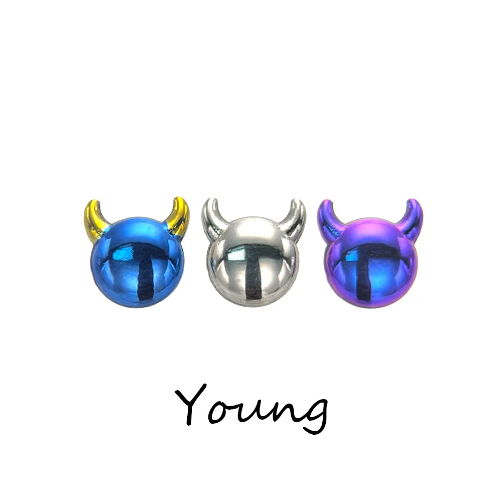 

F136 Titanium Fashion Halloween Little devil Ear Studs Suitable For Earlobe,Ear Bone,Cochlear Piercing Jewelry