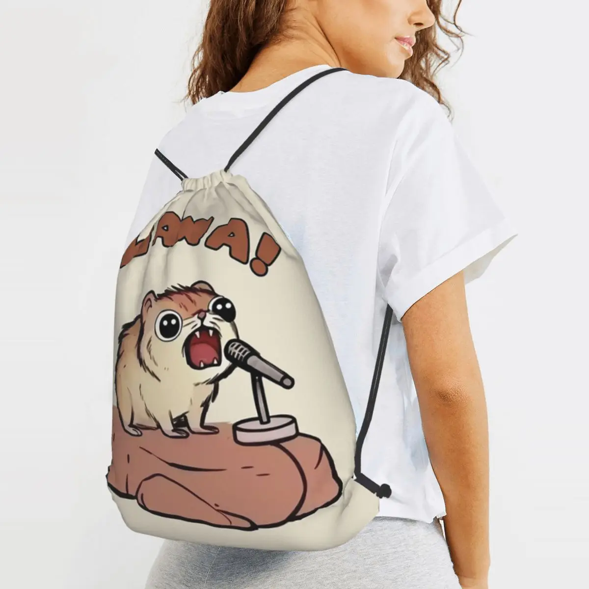

AWAWA Rock Hyrax In Concert Graphic Humor Backpacks Fashion Drawstring Bundle Pocket Sports Bag Book Bags for Man Woman Students