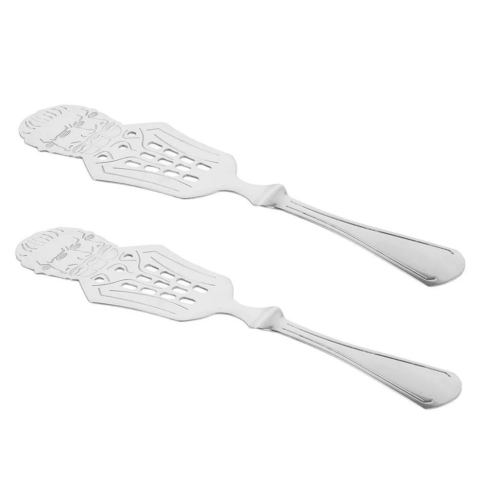 

2pcs Stainless Steel Absinthe Spoon Dripper For Bar Home Use Hollow-Out Wormwood Spoon Cocktail Tea Serving Utensil