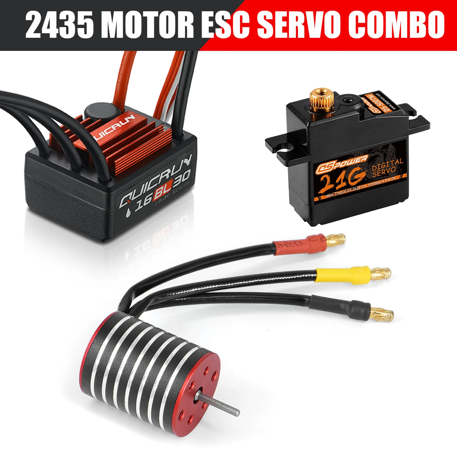 

2430 2435 Waterproof Brushless Motor ESC Servo Combo for 1/14 1/16 RC Car Racing Crawler Boat Wltoys 144001 Traxxas Trx4 Axail