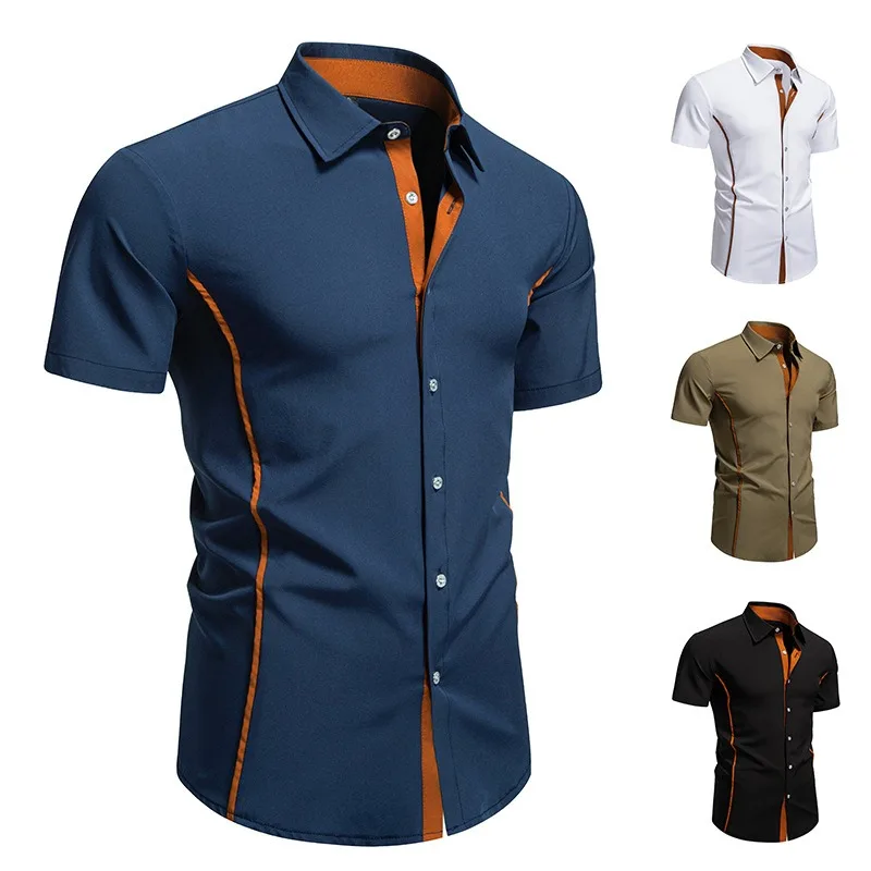 

England Style White Shirts Cool Man Slim Fit Casual Splicing Tops Business Breathable European Size Temperament Youth Male Shirt