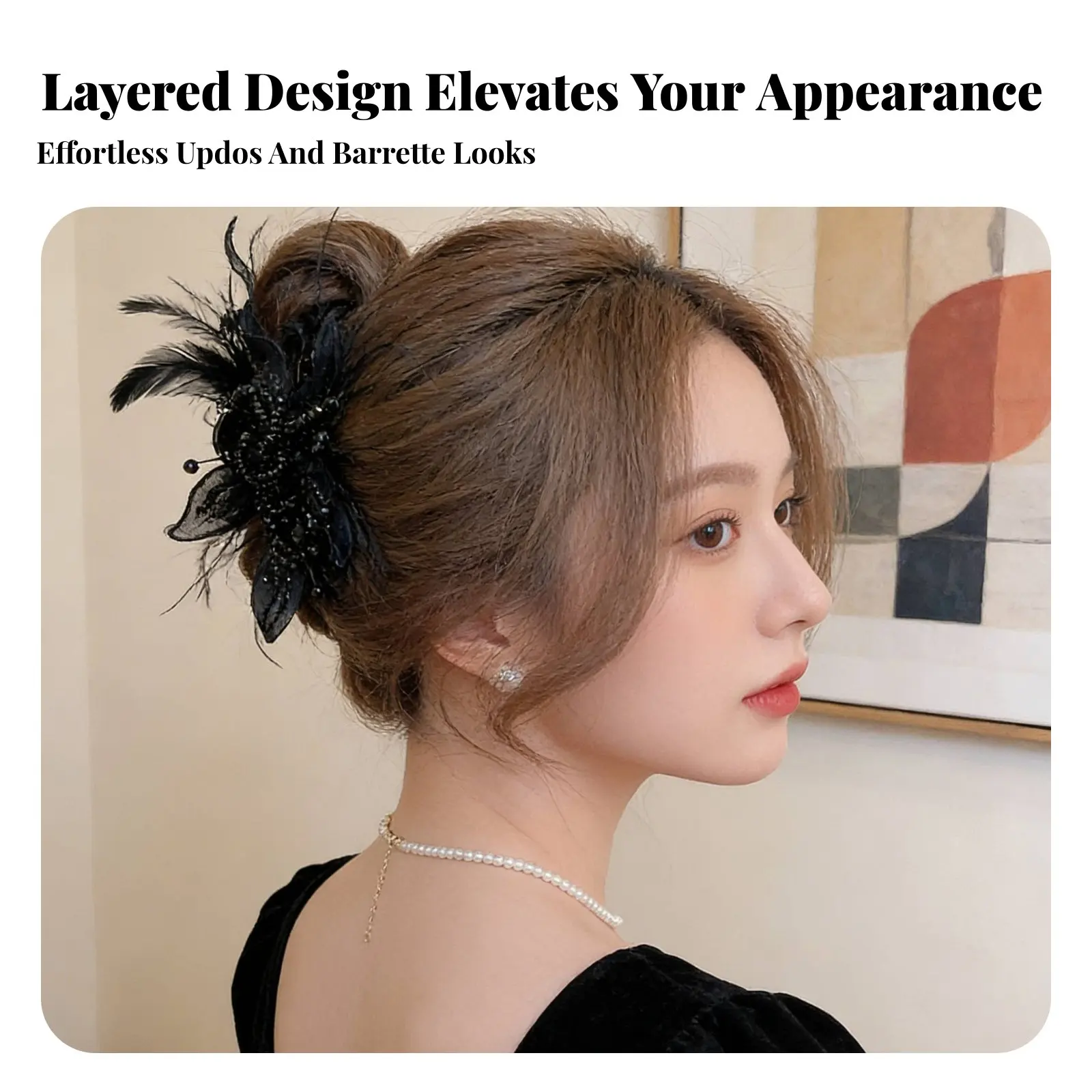 

Изящная заколка для волос с кисточками и перьями, украшенная бусинами, с элегантным дизайном, легкая, придающая очарование