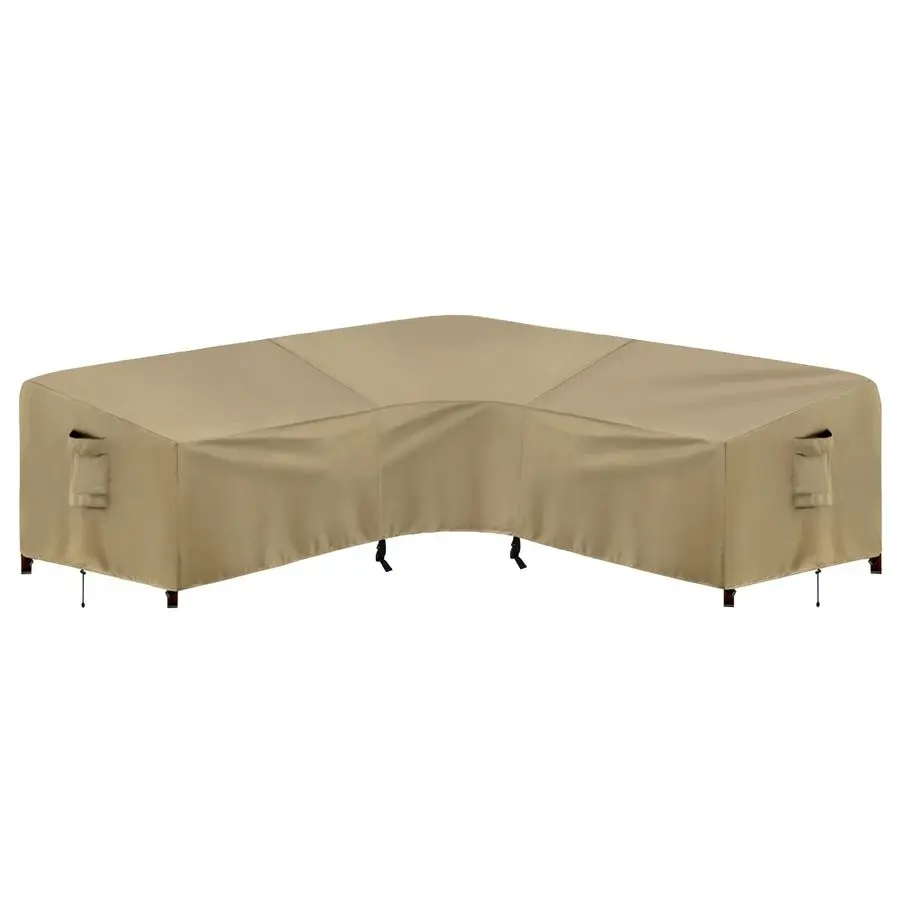 

Outdoor Sectional Sofa Cover Waterproof V Shaped Patio Furniture Covers for Deck, Lawn and Backyard, 89x89, Camel