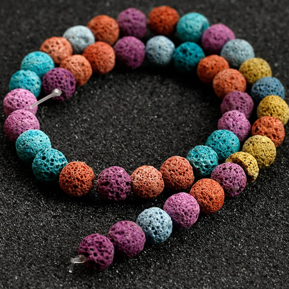

10 Pcs Volcanic Stone Beads 8mm Mixed Color Natural Lava Diffuser DIY Round Essential Oil Aroma Jewelry Making Bath