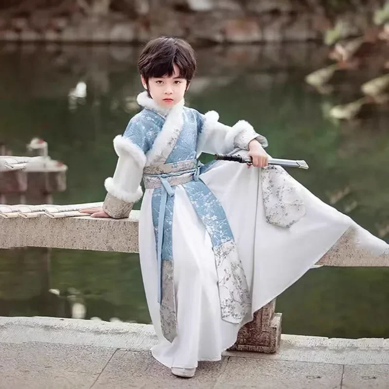 

Winter Boy Hanfu Vestidos Cosplay Thick Girl Dress Chinese Style New Year Baby Dresses Kids Clothes Children's Tang Costume