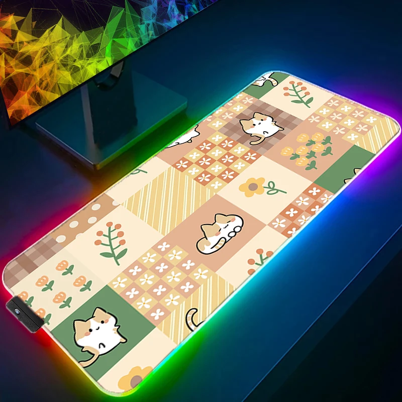 

RGB LED Mouse Pad Laptop Non-slip Esports Office Laptop Desk Mat Pattern Art Game Player Mousepad PC Accessories Keyboard Pad