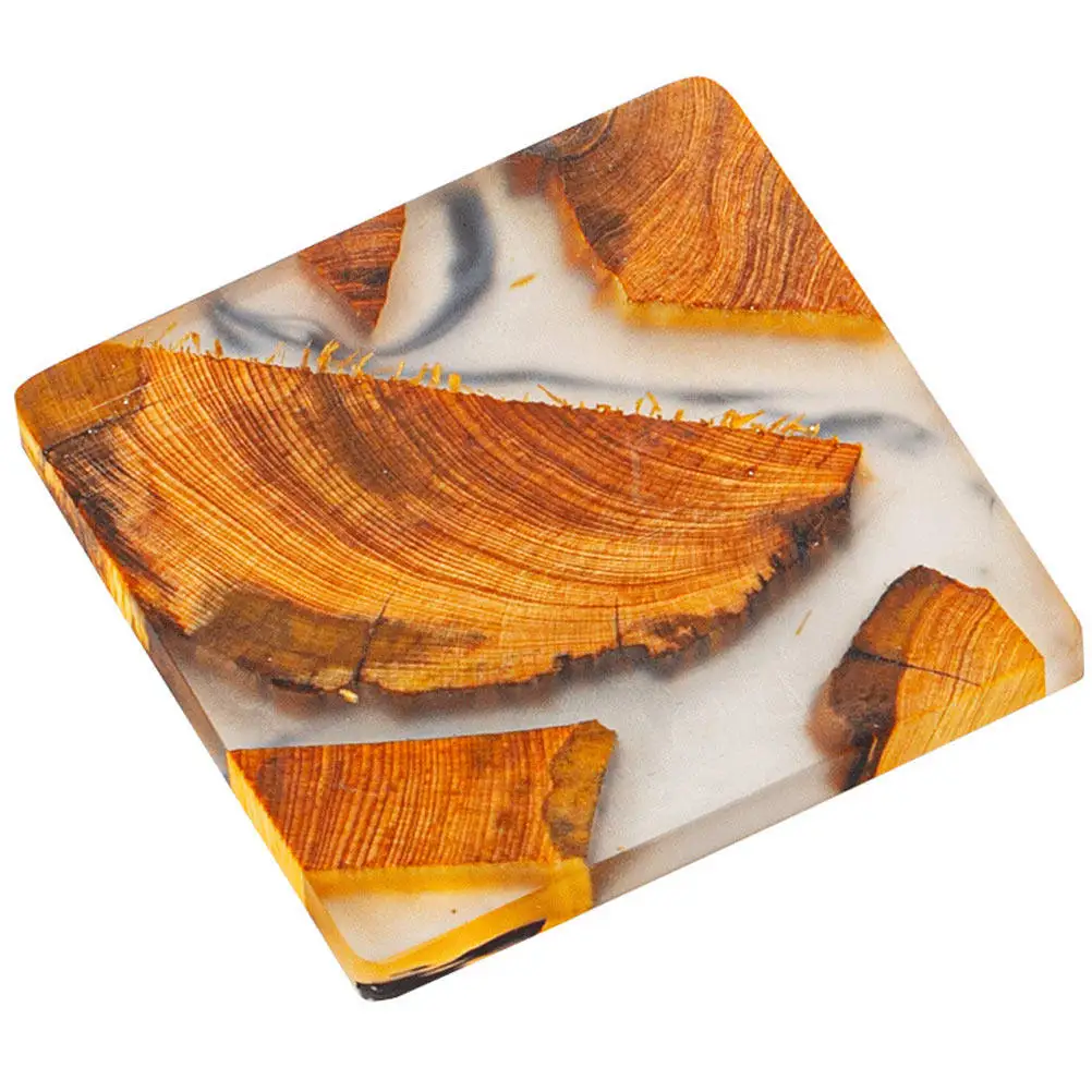 1Pcs Wooden Coaster Creative Resin Heat Insulation Cup Mat Artistic Waterproof Cup Mat Home Living Room Office Table Protector