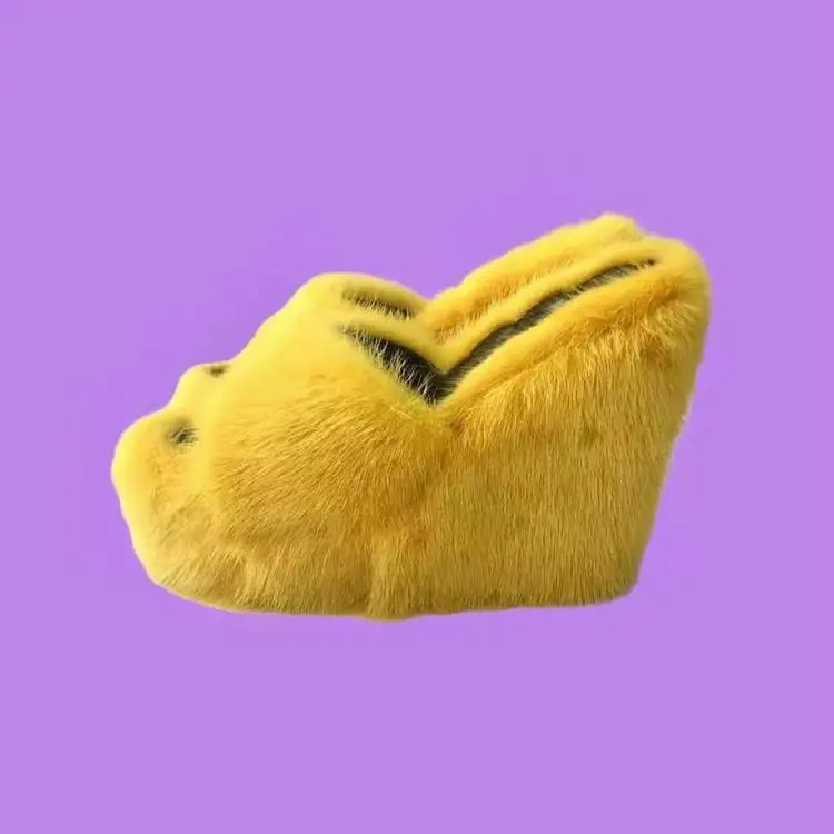 Wool Wedge Slippers for Women Autumn European and American Fashion Outdoor Women's Shoes Colorful Big Size 36-43