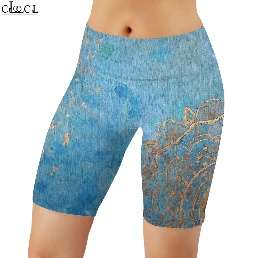 CLOOCL-Leggings con estampado 3D de flores de Magnolia para mujer, pantalones cortos para entrenamiento femenino, mallas de gimnasio hasta la rodilla de cintura alta para correr