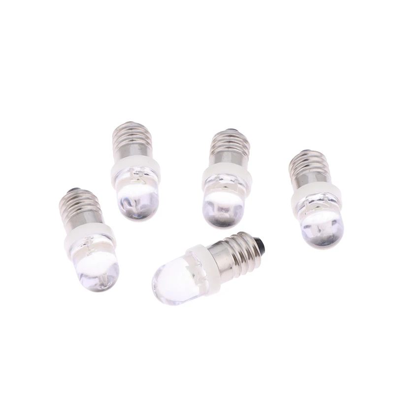 New 5Pcs LED E10 DC3V 5V 6V 12V 24V Screw Bulb Warning Signal Bulb E10 Instrumentation Bulb Indicator White Auto Interior Light