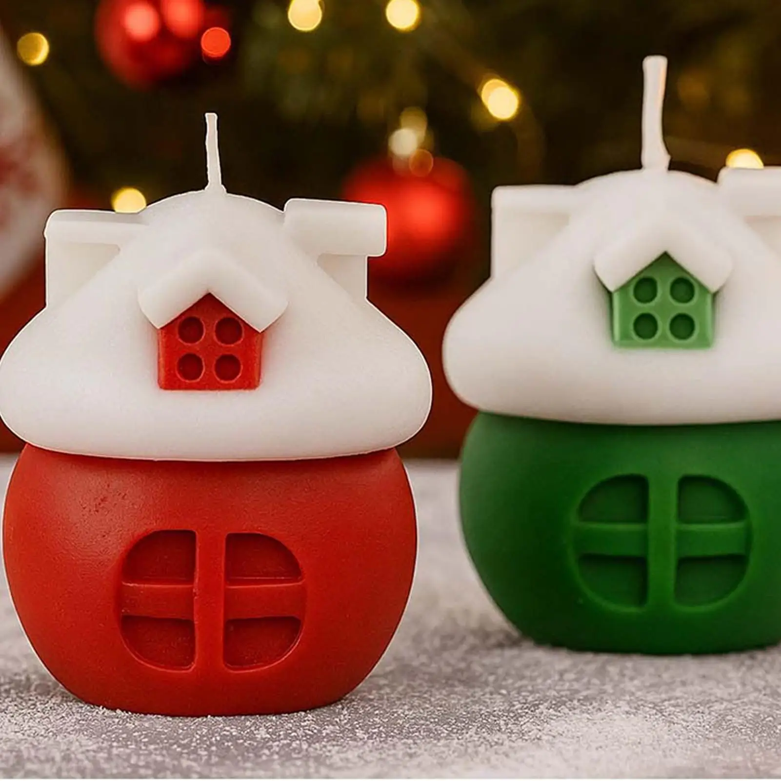 

Christmas Silicone Molds for Candles 3D Decorative Santa's Cottage House Mold Candle Making for Decorative Christmas